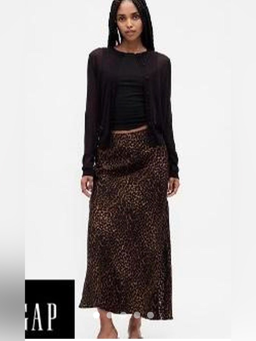 Gap pull on Leopard Print Satin Maxi Skirt - NWT SMALL